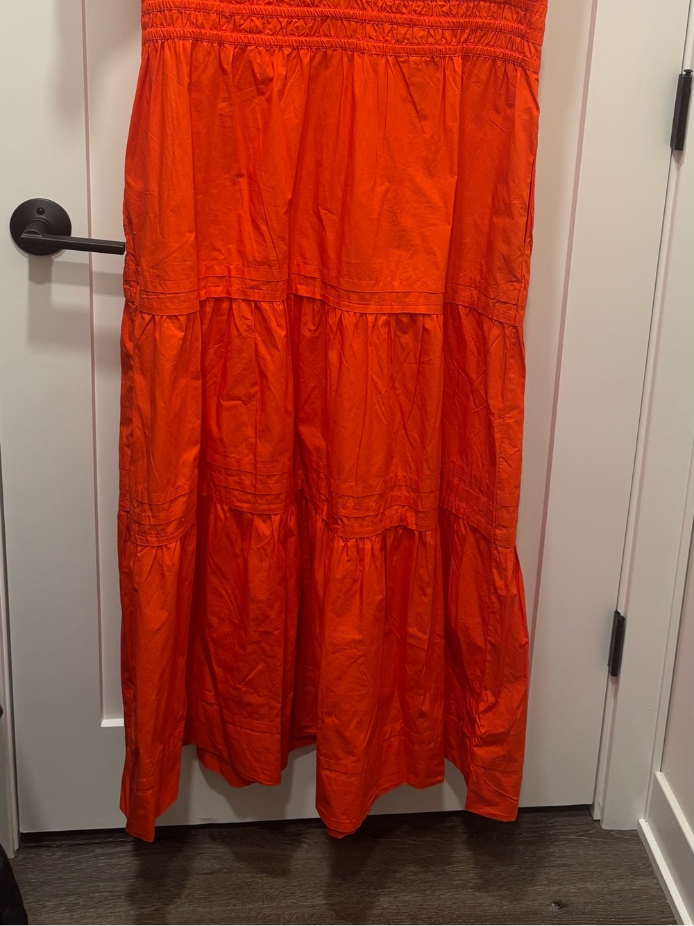 Quince Vibrant Orange Tiered Maxi Dress